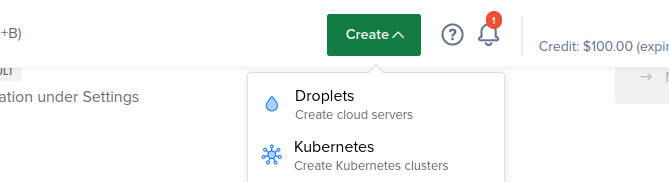 Create new digitalocean droplet