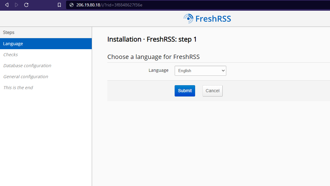 FreshRSS Installation Page