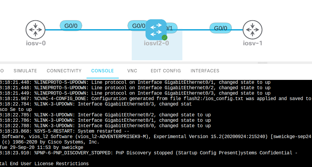 Simple topology in Cisco CML sandbox