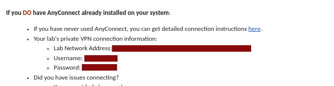 Cisco CML sandbox VPN Credentials in Mail