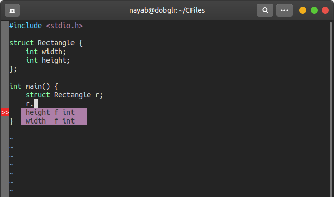 Code compeltion for C language